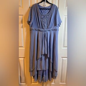 Elegant Violet Lace Detail Dress